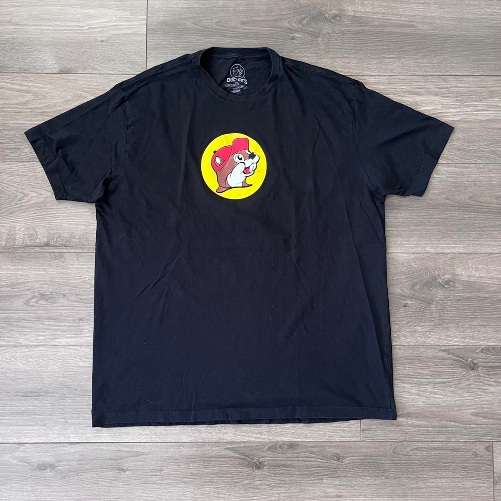 Buc-ee's Mens Black Short Sleeve Graphic T-Shirt 2XL Cotton Beaver Logo Tee